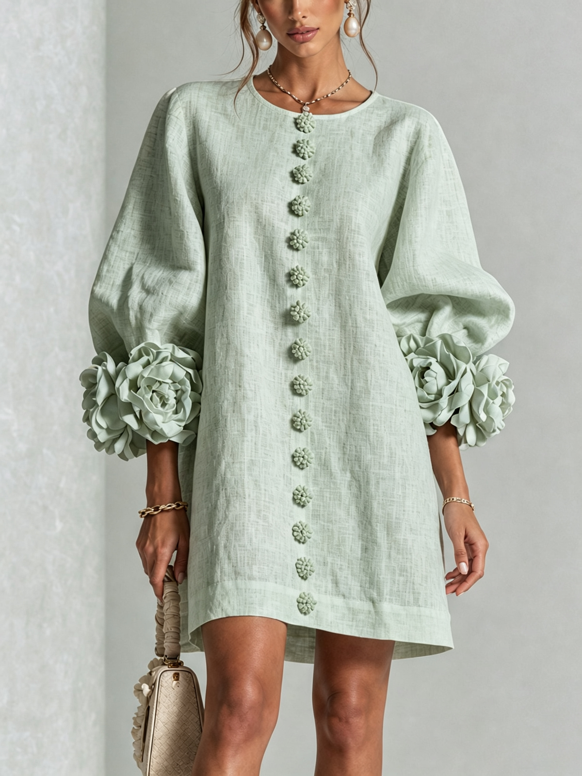 VALENTINA | Vestido Mini con Puños de Roseta