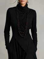 AURELIA | Vestido largo plisado asimétrico con cuello alto