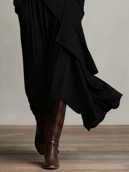 AURELIA | Vestido largo plisado asimétrico con cuello alto