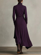 AURELIA | Vestido largo plisado asimétrico con cuello alto