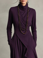 AURELIA | Vestido largo plisado asimétrico con cuello alto