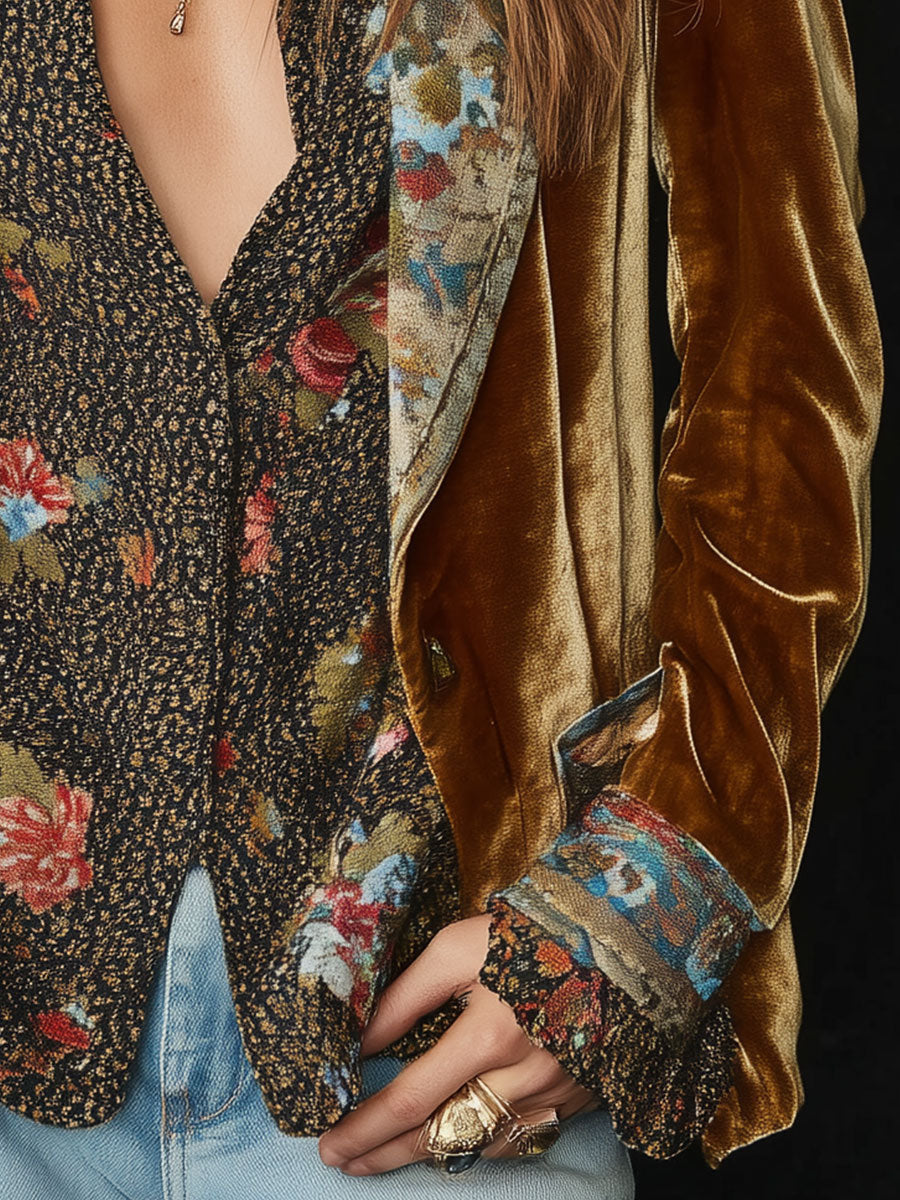 ANNA | Blazer Patchwork con Estampado Floral Vintage