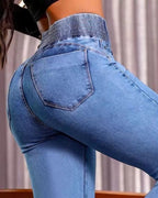 💕Novedad de primavera👖Jeans de campana elásticos de tiro alto