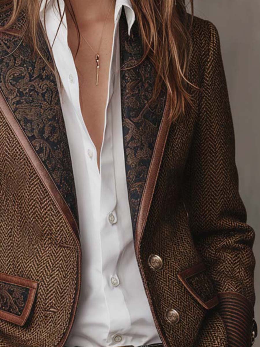 FRANCESCA | Blazer con Inserciones Impresas en Espiga