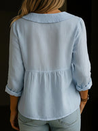 Arlira - Blusa con cuello Peter Pan de lino suave