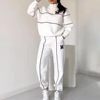 Conjunto de sudadera casual de 2 piezas con línea