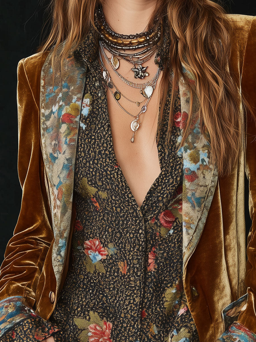 ANNA | Blazer Patchwork con Estampado Floral Vintage