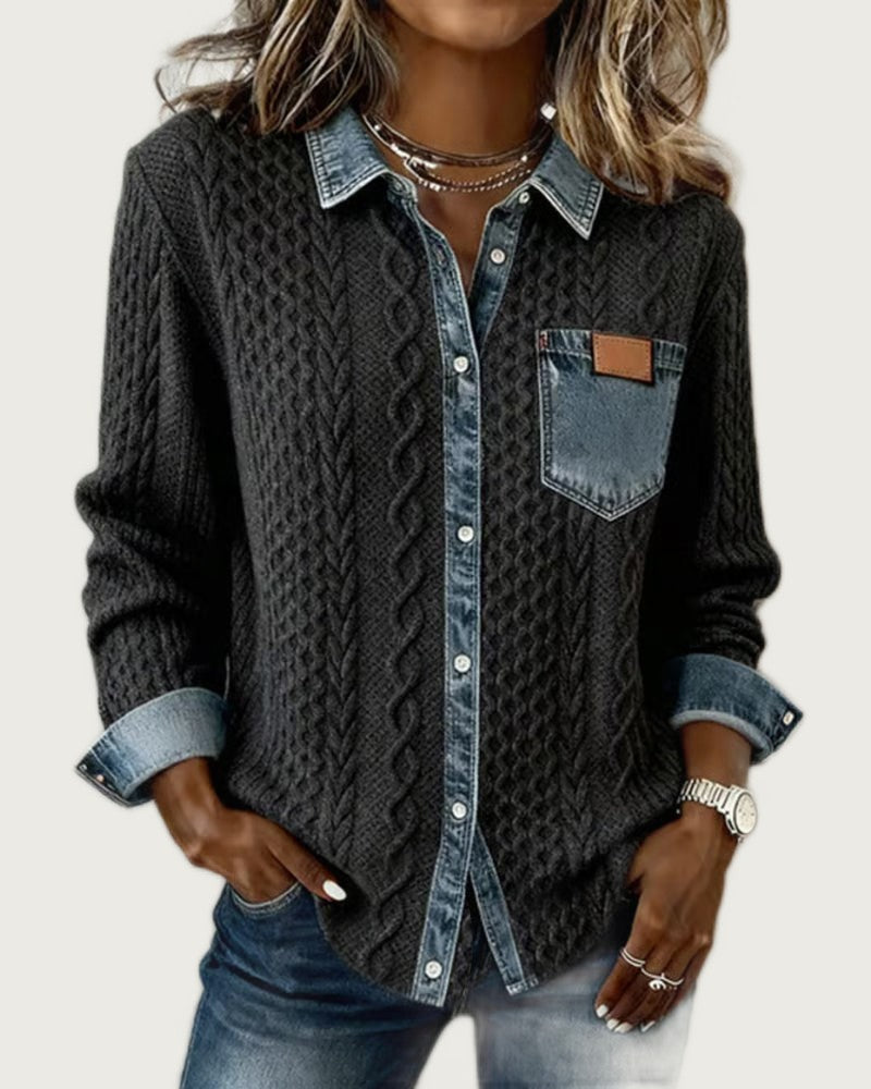 ELOISE | Camisa de punto con detalles vaqueros