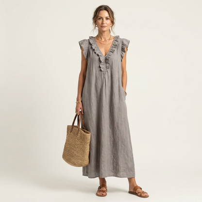 JULIETA | Vestido Maxi con Volantes en Escote en V