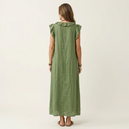 JULIETA | Vestido Maxi con Volantes en Escote en V