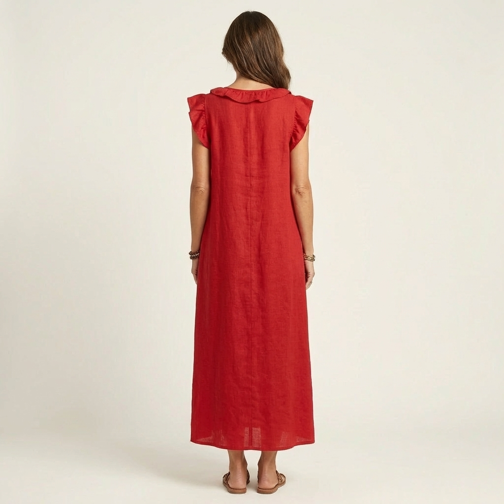 JULIETA | Vestido Maxi con Volantes en Escote en V