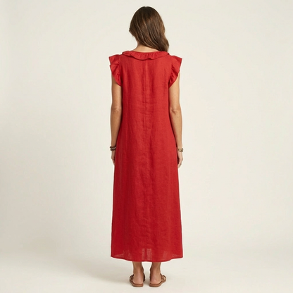 JULIETA | Vestido Maxi con Volantes en Escote en V