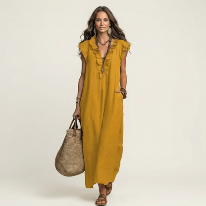 JULIETA | Vestido Maxi con Volantes en Escote en V