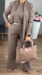 LUNA MIA | Elegante conjunto de 3 piezas para mujer con cárdigan, top y pantalón