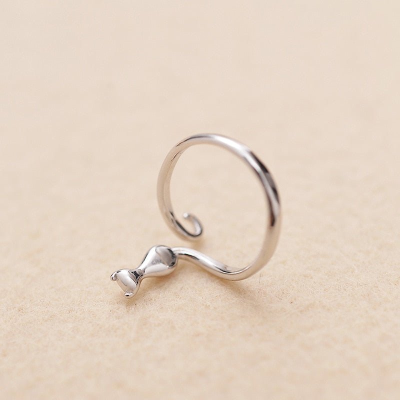Adorable anillo de gato de acero inoxidable