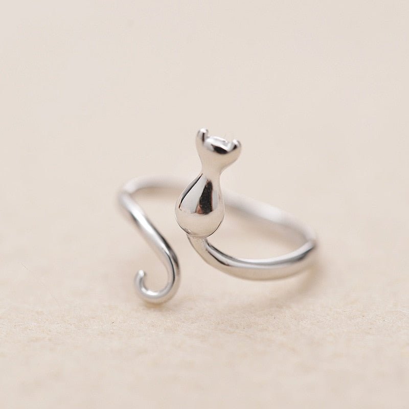 Adorable anillo de gato de acero inoxidable